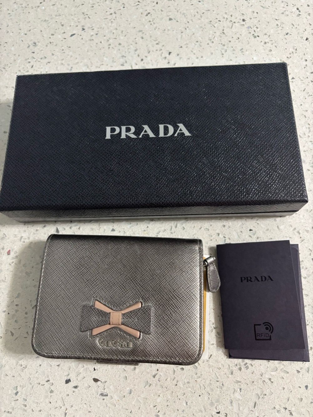 Prada Silver Metallic Wallet New